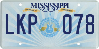 MS license plate LKP078