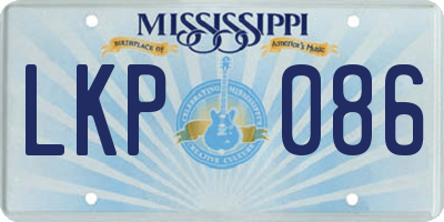 MS license plate LKP086