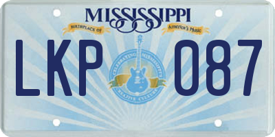 MS license plate LKP087