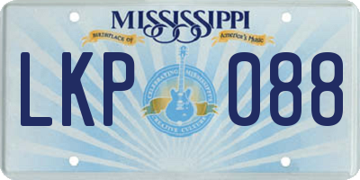 MS license plate LKP088