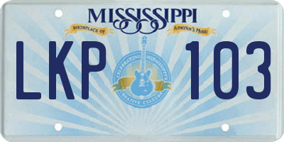 MS license plate LKP103