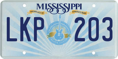 MS license plate LKP203