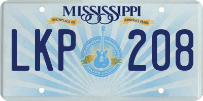 MS license plate LKP208