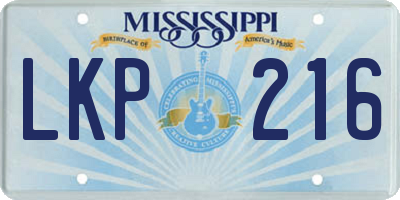 MS license plate LKP216