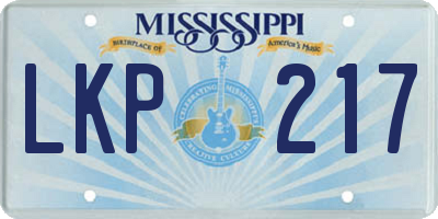 MS license plate LKP217