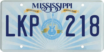 MS license plate LKP218