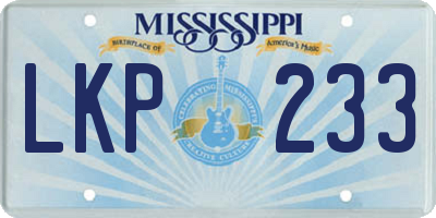 MS license plate LKP233