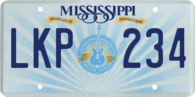 MS license plate LKP234