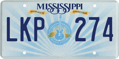 MS license plate LKP274
