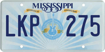 MS license plate LKP275