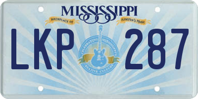 MS license plate LKP287