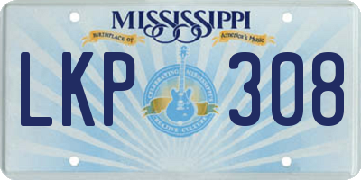 MS license plate LKP308