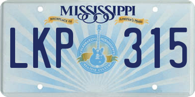 MS license plate LKP315
