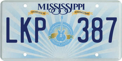 MS license plate LKP387