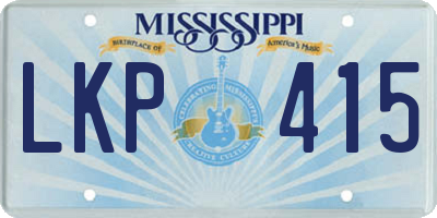 MS license plate LKP415