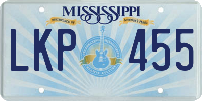 MS license plate LKP455