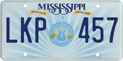MS license plate LKP457