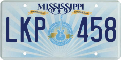 MS license plate LKP458