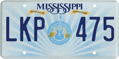 MS license plate LKP475