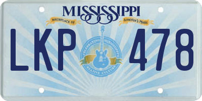 MS license plate LKP478