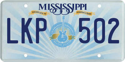 MS license plate LKP502