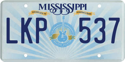 MS license plate LKP537
