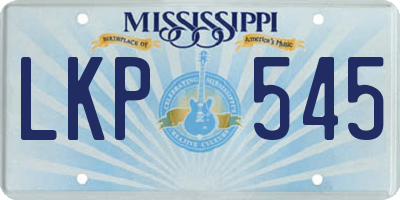 MS license plate LKP545