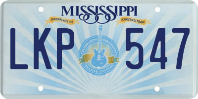 MS license plate LKP547