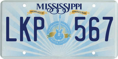 MS license plate LKP567