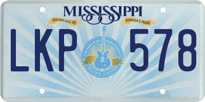 MS license plate LKP578