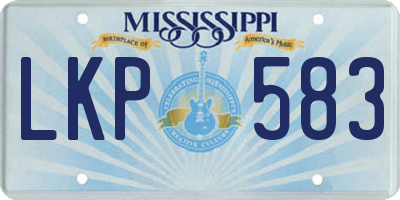 MS license plate LKP583