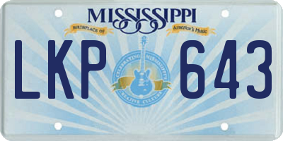 MS license plate LKP643