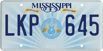 MS license plate LKP645