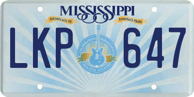 MS license plate LKP647