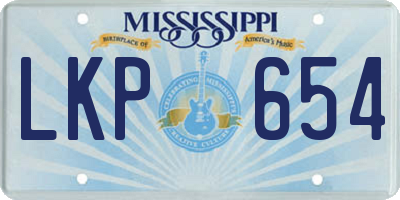 MS license plate LKP654
