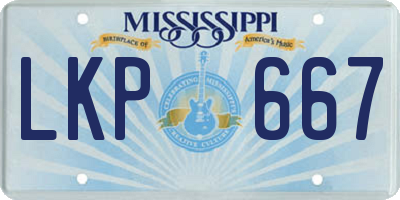 MS license plate LKP667