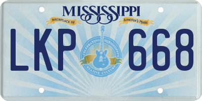 MS license plate LKP668