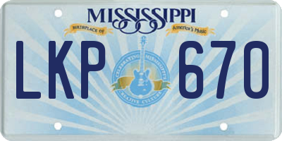 MS license plate LKP670