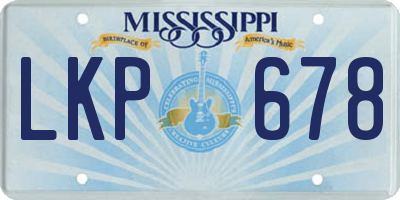 MS license plate LKP678