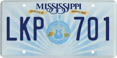 MS license plate LKP701