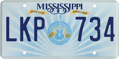 MS license plate LKP734