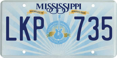 MS license plate LKP735