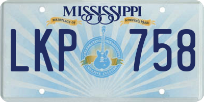 MS license plate LKP758