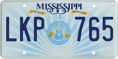 MS license plate LKP765