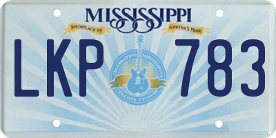 MS license plate LKP783