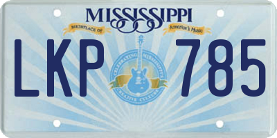 MS license plate LKP785