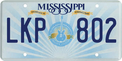 MS license plate LKP802