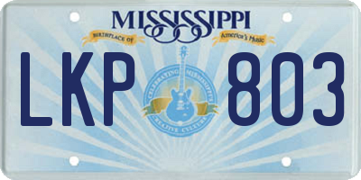 MS license plate LKP803