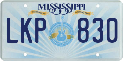 MS license plate LKP830