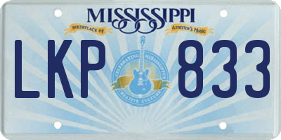 MS license plate LKP833